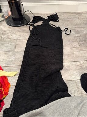 Black Crochet Maxi Dress - Brand